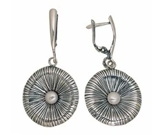 Sidabriniai auskarai anglišku užsegimu, Metalas: Sidabras, Praba: 925°, Akmuo: Perlai - 47 mm. - 8.7 g.