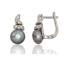 Sidabriniai auskarai anglišku užsegimu, Metalas: Sidabras, Praba: 925°, Akmuo: Perlai - 5.3 g. - 18 mm.