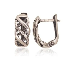 Sidabriniai auskarai anglišku užsegimu, Metalas: Sidabras, Praba: 925°, - 15 mm. - 2.8 g.