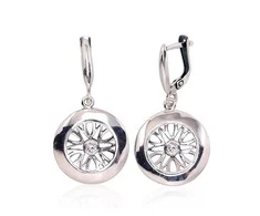 Sidabriniai auskarai anglišku užsegimu, Metalas: Sidabras, Praba: 925°, Akmuo: Cirkonai - 6 g. - 39 mm.