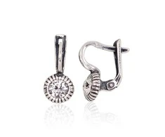 Sidabriniai auskarai anglišku užsegimu, Metalas: Sidabras, Praba: 925°, Akmuo: Kristalai - 2.3 g. - 15 mm.