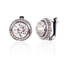 Sidabriniai auskarai anglišku užsegimu, Metalas: Sidabras, Praba: 925°, Akmuo: Kristalai - 13 mm. - 5.4 g.