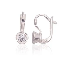 Sidabriniai auskarai anglišku užsegimu, Metalas: Sidabras, Praba: 925°, Akmuo: Cirkonai - 2.4 g. - 17 mm.