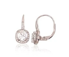 Sidabriniai auskarai anglišku užsegimu, Metalas: Sidabras, Praba: 925°, Akmuo: Cirkonai - 2.7 g. - 18 mm.