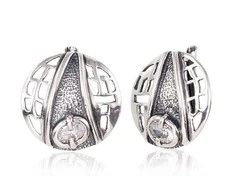 Sidabriniai auskarai anglišku užsegimu, Metalas: Sidabras, Praba: 925°, Akmuo: Cirkonai - 20 mm. - 6.9 g.