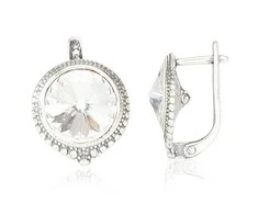 Sidabriniai auskarai anglišku užsegimu, Metalas: Sidabras, Praba: 925°, Akmuo: Kristalai - 18 mm. - 9.5 g.