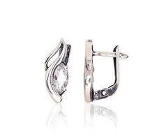 Sidabriniai auskarai anglišku užsegimu, Metalas: Sidabras, Praba: 925°, Akmuo: Cirkonai - 17 mm. - 2.8 g.