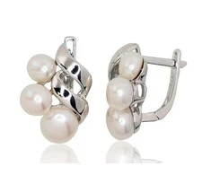Sidabriniai auskarai anglišku užsegimu, Metalas: Sidabras, Praba: 925°, Akmuo: Perlai - 5.7 g. - 18 mm.