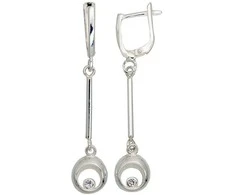 Sidabriniai auskarai anglišku užsegimu, Metalas: Sidabras, Praba: 925°, Akmuo: Cirkonai - 3.5 g. - 47 mm.