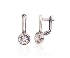 Sidabriniai auskarai anglišku užsegimu, Metalas: Sidabras, Praba: 925°, Akmuo: Cirkonai - 18 mm. - 2.8 g.