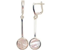 Sidabriniai auskarai anglišku užsegimu, Metalas: Sidabras, Praba: 925°, Akmuo: Perlamutras - 6.2 g. - 50 mm.
