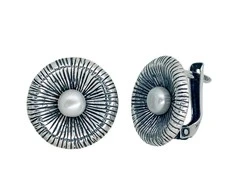 Sidabriniai auskarai anglišku užsegimu, Metalas: Sidabras, Praba: 925°, Akmuo: Perlai - 4.9 g. - 16 mm.