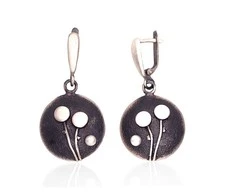 Sidabriniai auskarai anglišku užsegimu, Metalas: Sidabras, Praba: 925°, Akmuo: Perlai - 40 mm. - 8.4 g.