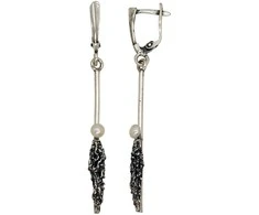 Sidabriniai auskarai anglišku užsegimu, Metalas: Sidabras, Praba: 925°, Akmuo: Perlai - 5.3 g. - 56 mm.
