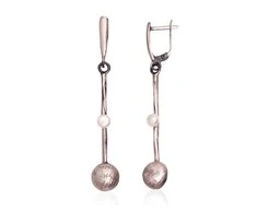 Sidabriniai auskarai anglišku užsegimu, Metalas: Sidabras, Praba: 925°, Akmuo: Perlai - 5.8 g. - 63 mm.