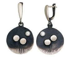 Sidabriniai auskarai anglišku užsegimu, Metalas: Sidabras, Praba: 925°, Akmuo: Perlai - 8.3 g. - 41 mm.