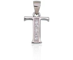 Sidabrinis Pakabukas - Vardo Raidė. Metalas: Sidabras. Praba: 925°. Akmuo: Cirkonai - 1.2 g. - 19 mm.