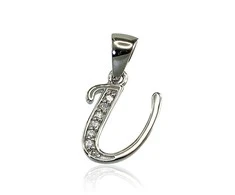 Sidabrinis Pakabukas - Vardo Raidė. Metalas: Sidabras. Praba: 925°. Akmuo: Cirkonai - 1.4 g. - 22 mm.