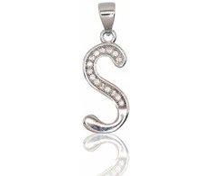 Sidabrinis Pakabukas - Vardo Raidė. Metalas: Sidabras. Praba: 925°. Akmuo: Cirkonai - 1.5 g. - 25 mm.