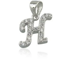 Sidabrinis Pakabukas - Vardo Raidė. Metalas: Sidabras. Praba: 925°. Akmuo: Cirkonai - 1.5 g. - 21 mm.