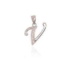 Sidabrinis Pakabukas - Vardo Raidė. Metalas: Sidabras. Praba: 925°. Akmuo: Cirkonai - 1.5 g. - 20 mm.