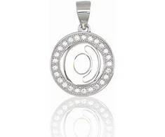 Sidabrinis Pakabukas - Vardo Raidė. Metalas: Sidabras. Praba: 925°. Akmuo: Cirkonai - 1.8 g. - 21 mm.