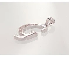 Sidabrinis Pakabukas - Vardo Raidė. Metalas: Sidabras. Praba: 925°. Akmuo: Cirkonai - 2 g. - 26 mm.