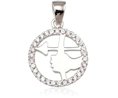 Sidabrinis pakabukas Zodiakas. Metalas: Sidabras. Praba: 925°. Akmuo: Cirkonai - 2.4 g. - 24 mm.