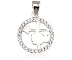Sidabrinis pakabukas Zodiakas. Metalas: Sidabras. Praba: 925°. Akmuo: Cirkonai - 2.3 g. - 24 mm.