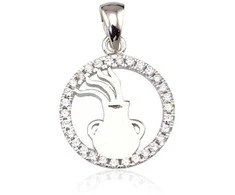 Sidabrinis pakabukas Zodiakas. Metalas: Sidabras. Praba: 925°. Akmuo: Cirkonai - 2.4 g. - 24 mm.