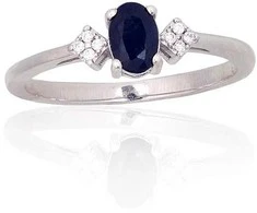 Sidabrinis žiedas - 16 - 1.8 g. - Cirkonai , Safyras (0,58Ct)