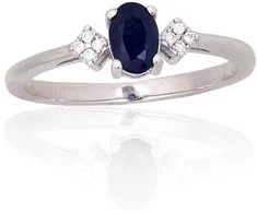 Sidabrinis žiedas - 16 - 1.8 g. - Cirkonai , Safyras (0,58Ct)