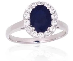 Sidabrinis žiedas - 16.5 - 2.8 g. - Cirkonai , Safyras (1,48Ct)