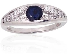 Sidabrinis žiedas - 3.4 g. - 18 - Cirkonai , Safyras (0,69Ct)