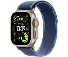 Apple Watch 49mm Blue/Bright Blue Trail Loop - M/L - Natural Titanium Finish - MFT74ZM/A