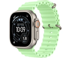 Apple Watch 49mm Neon Green Ocean Band - Natural Titanium Finish - MGCF4ZM/A