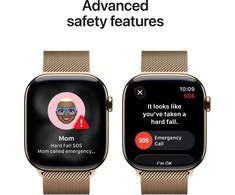Apple Watch Series 11 GPS + Cellular 42mm Gold Titanium Case with Gold Milanese Loop - MF8Y4ET/A