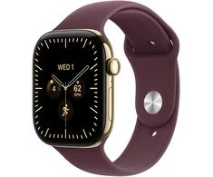 Apple Watch Series 12 GPS + Cellular 42mm Radiant Gold Titanium Case with Burgundy Sport Band - S/M - MJGJ4ET/A