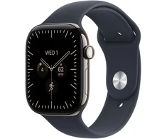 Apple Watch Series 12 GPS + Cellular 42mm Natural Titanium Case with Navy Blue Sport Band - S/M - MJGF4ET/A