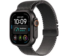Apple Watch Ultra 4 GPS + Cellular 49mm Black Titanium Case with Black Titanium Milanese Loop - M - MJAV4ET/A