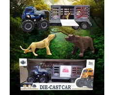 Cooler Stuff Mašina vilkikas inercinis su gyvūnais, 1:43