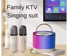 K52 Karaoke kolonėlė su dviem mikrofonais (RGB šviesos)