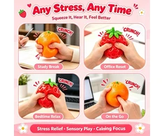 Magy Squishy braškė crunchy antistresinis minkomas žaislas