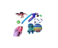 Magy Žaislų rinkinys 3-7 m. vaikams, 10 vnt. Hulk pop it, fidget juostelės, gyvatėlė, dinozauras, modelinas