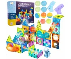 Malplay Magnetinis konstruktorius su kamuoliukais 75 detalės šviečiantis