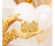 Partypal Torto dekoracija karūna auksinė 10 cm skersmuo
