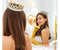 Partypal Torto dekoracija karūna žali kristalai 15 cm skersmuo