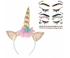 Partypal Unicorn (vienaragio) lankelis su veido dekoravimo akmenukais