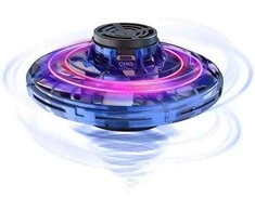 Suktukas šviečiantis ufo dronas valdomas ranka