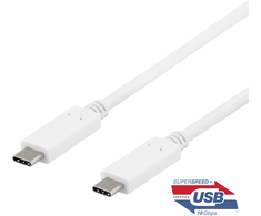 Deltaco USBC-1407M 1m 10Gbps 5A 100W Baltas (Baltas) USB-C Laidas